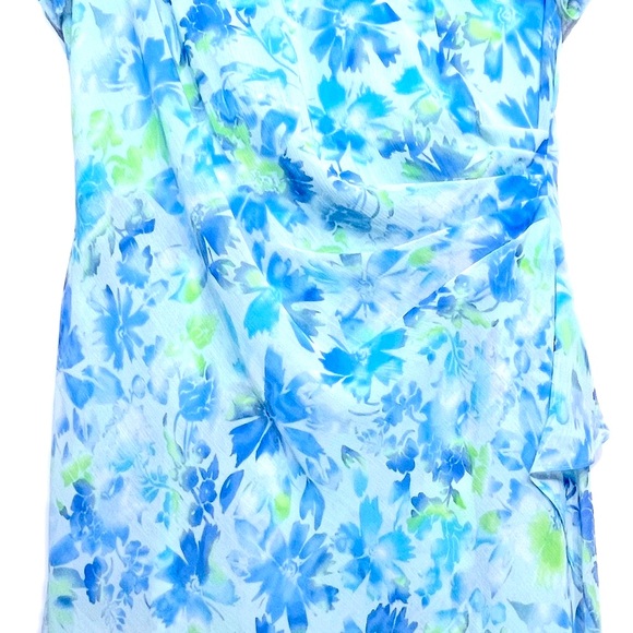 DRESS BARN Blue Floral Chiffon dress with underskirt, size 18, EUC - Picture 5 of 11